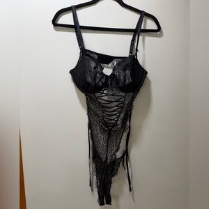Victoria’s Secret unlined wicked Strappy black crotchless teddy